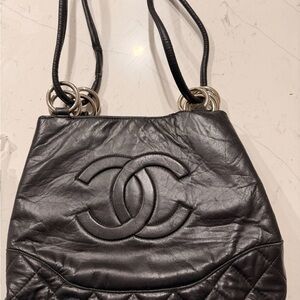 Chanel Quilted Black Leather Shoulder Bag